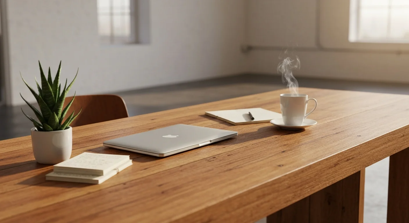 Notizbuch mit handgeschriebenen Erfahrungs-Notizen neben einem Laptop am Schreibtisch