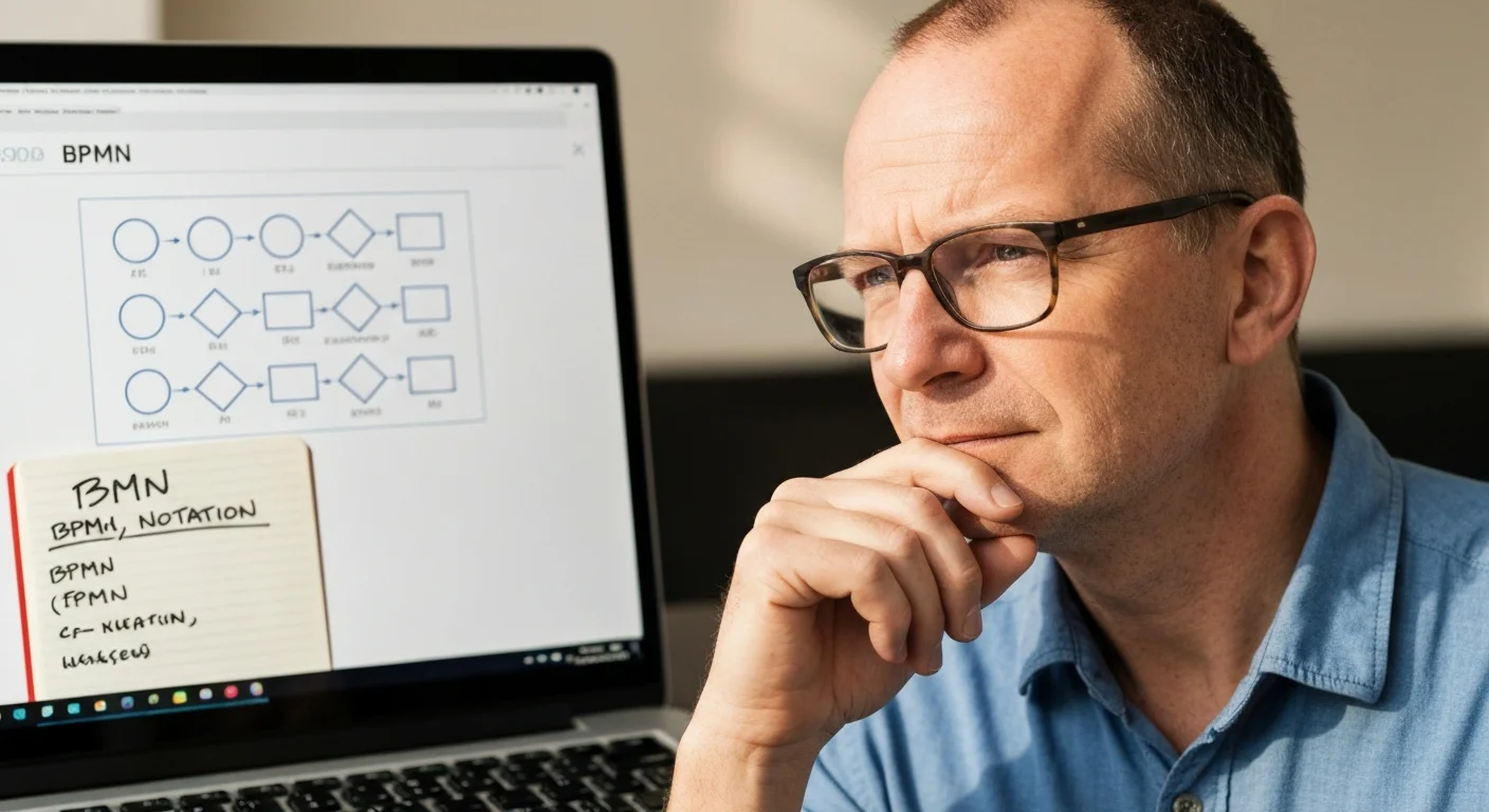 Übersichtstafel mit BPMN-Symbolen und kurzen Beschriftungen