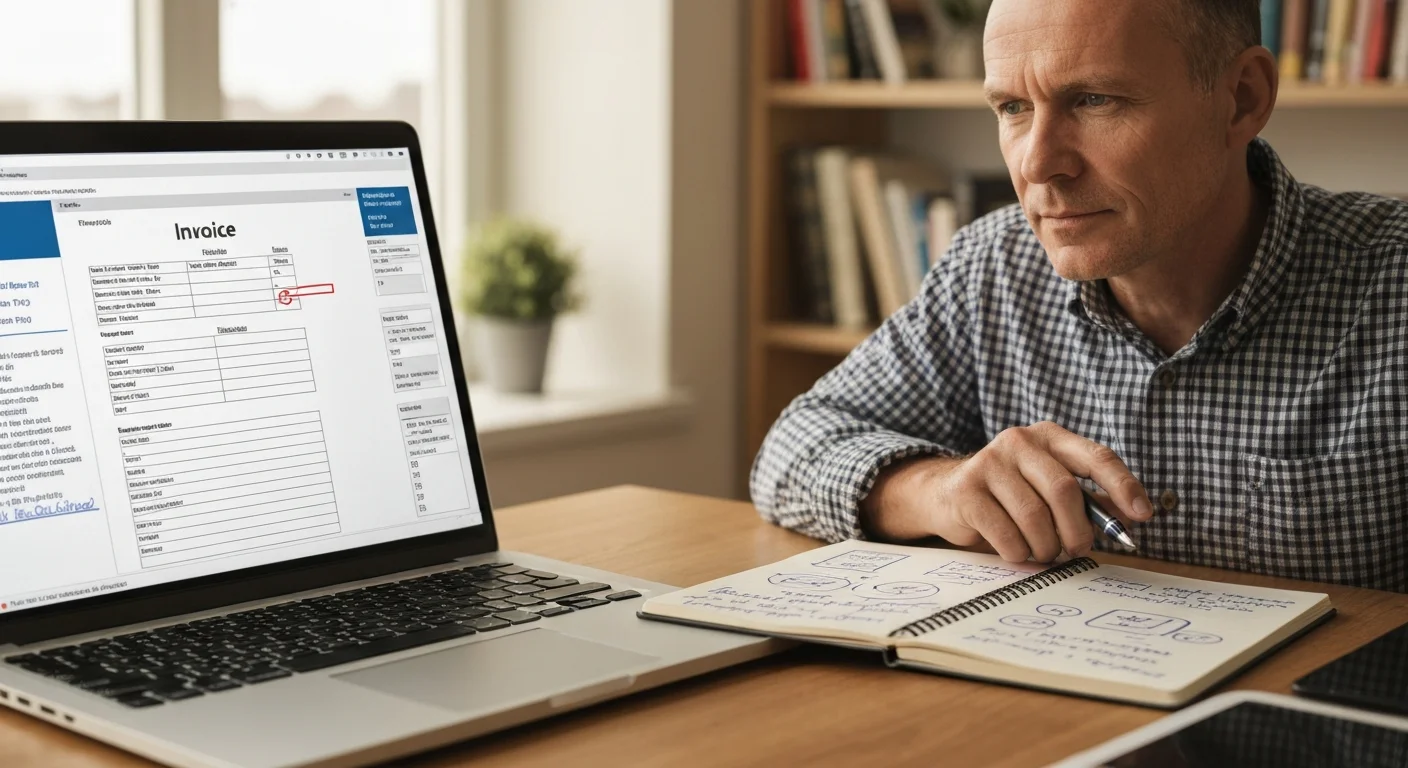 Teilnehmer testet ein Dokumentenerkennungsmodell für Rechnungen am Laptop