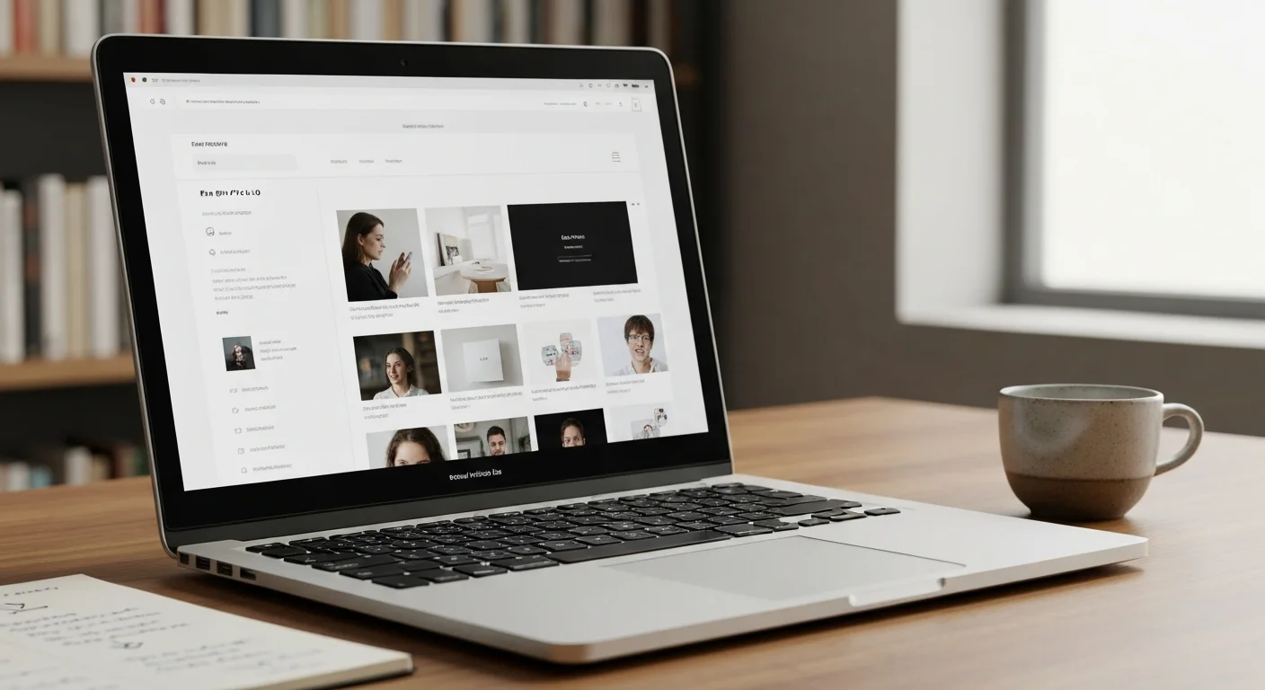 Bildschirm mit Portfolio-Übersicht, Notizen und Dokumentationsmaterial neben einem Kaffee