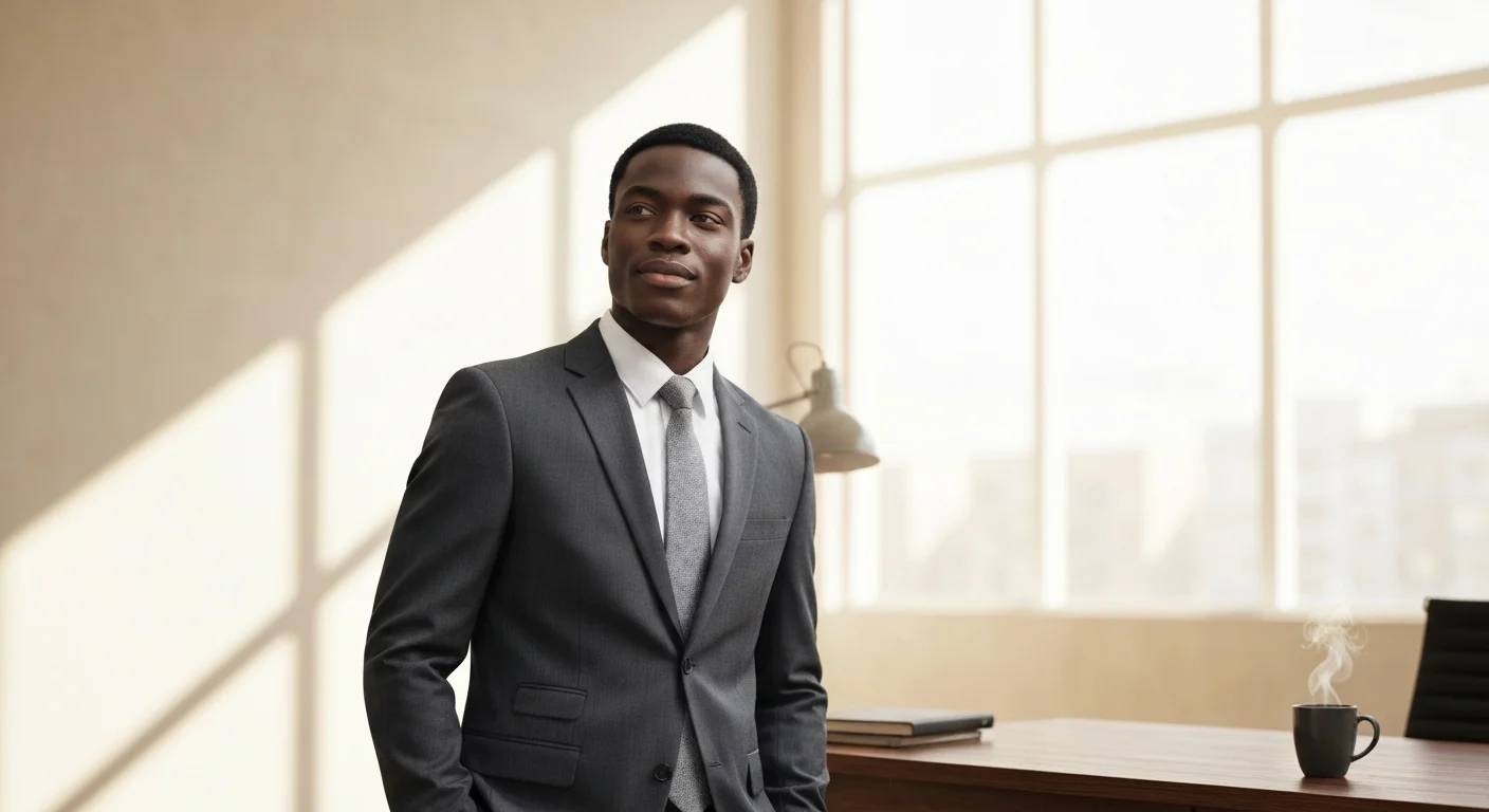 Koffer und Reisepass neben einem Notizbuch auf einem Schreibtisch