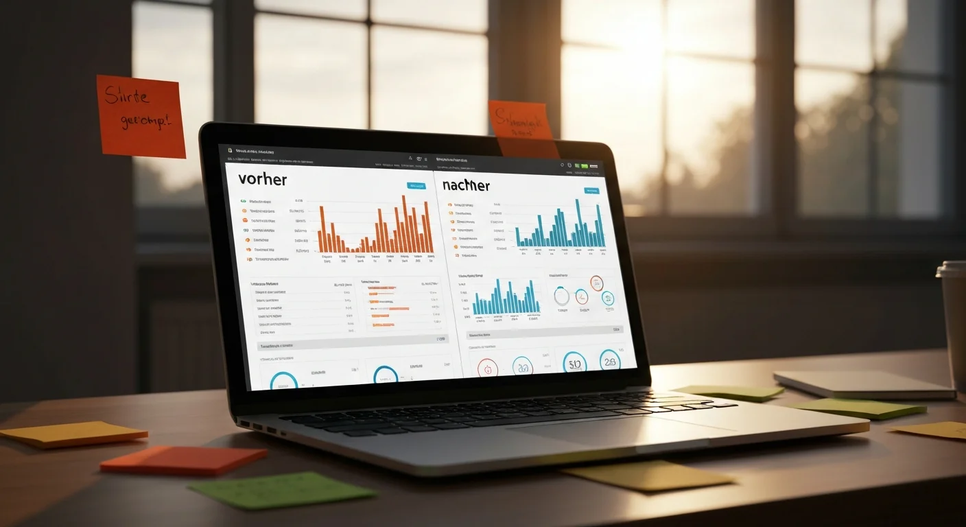 Gegenüberstellung zweier Dashboards für einen Vorher-Nachher-Vergleich