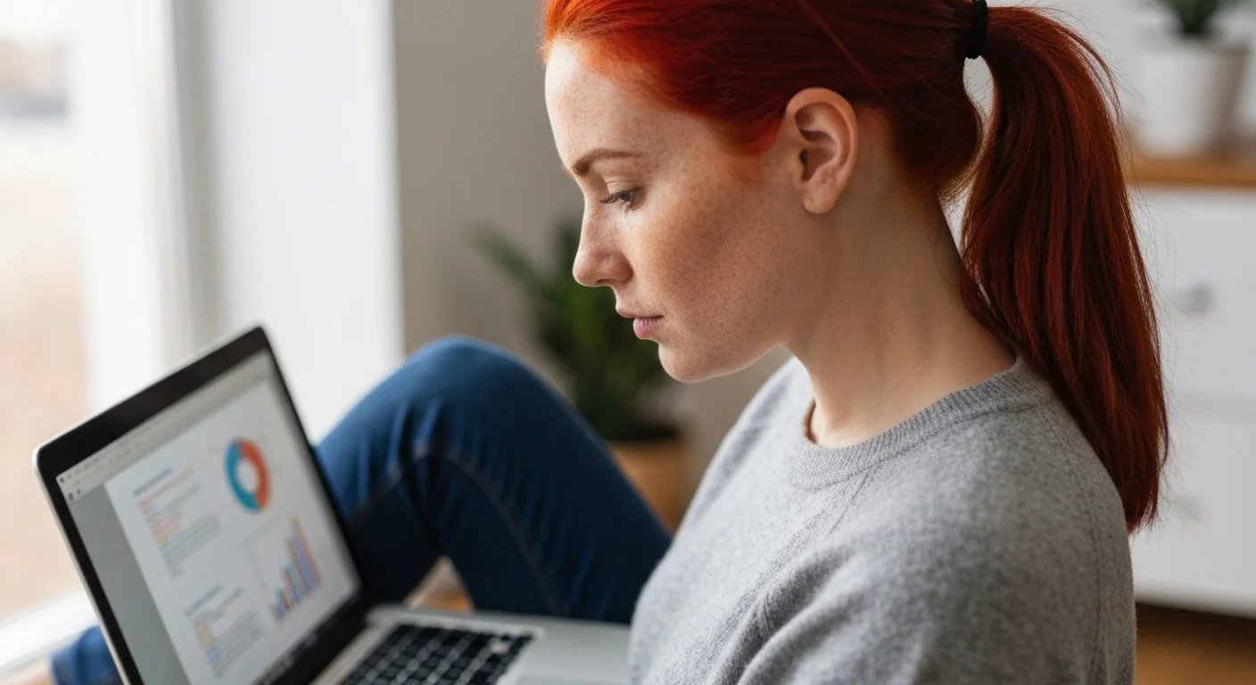 Mensch sitzt vor einem Laptop und macht eine Pause, hält sich nachdenklich die Stirn